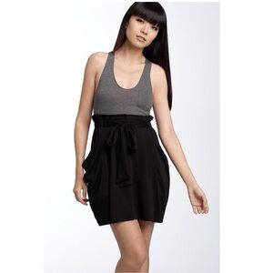 Theory Cyra Serenity Gray Tank Black Combo Mini Dress with Pockets